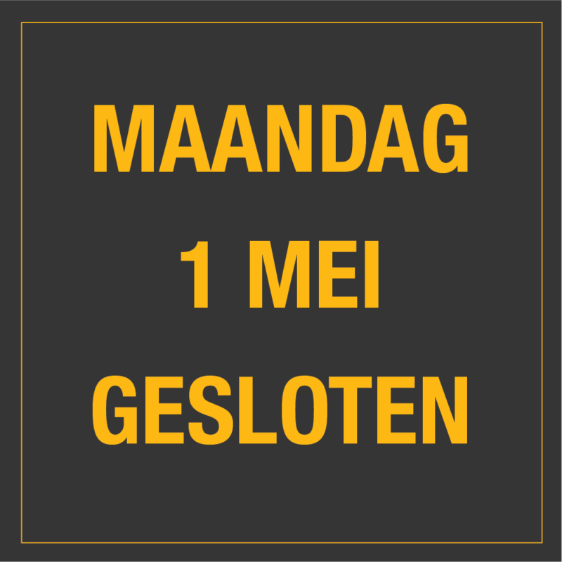 Maandag 1 mei gesloten