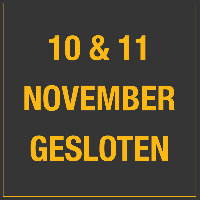 Maandag 10 & dinsdag 11 november gesloten