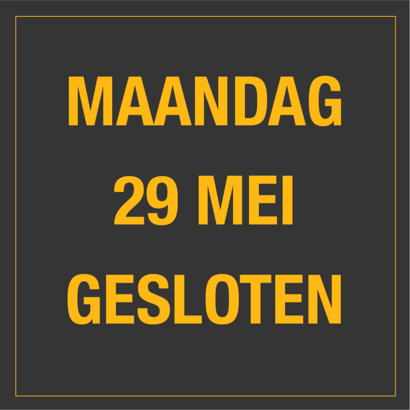 Maandag 29 mei gesloten