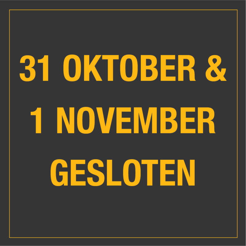 31 oktober en 1 november gesloten