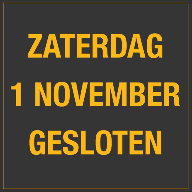 Zaterdag 1 november gesloten